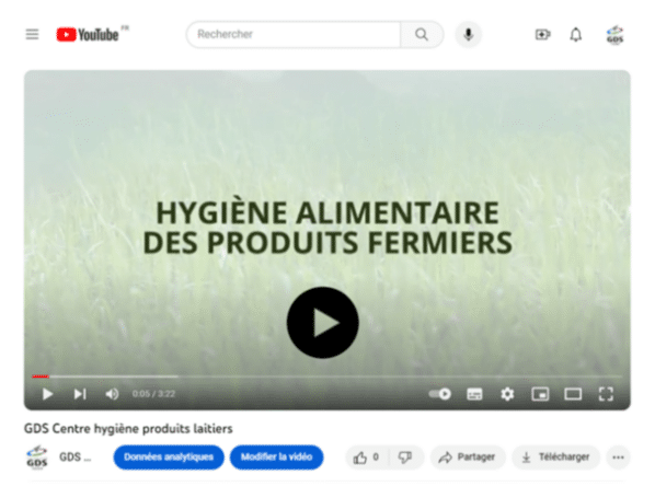 Action GDS Centre En Vidéo Hygiène Produits Fermiers Laitiers YOUTUBE